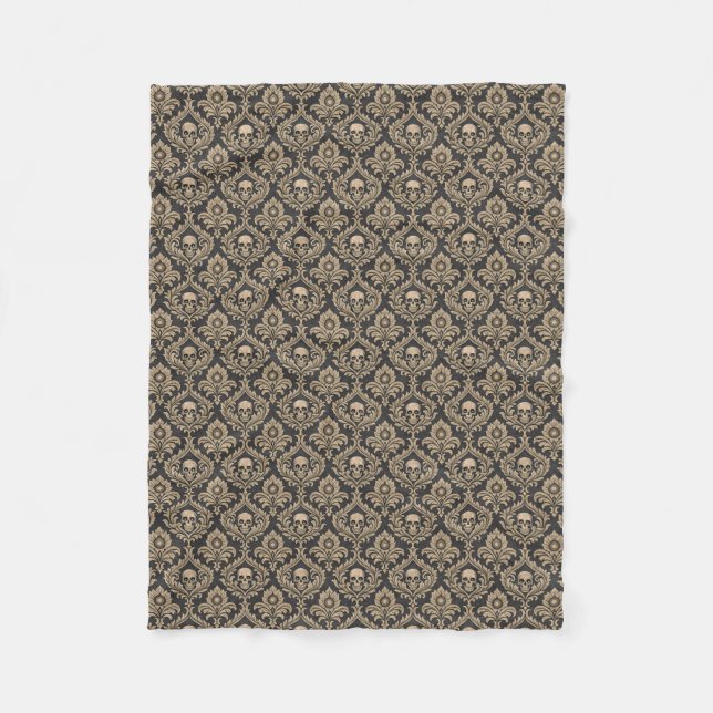 Gothic Elegance Skull Damask Fleecefilt (Framsidan)