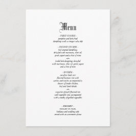 Gothic Elegant bröllop Dinner Menu Meny