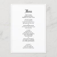 Gothic Elegant bröllop Middag Menu med Gräns