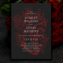 Gothic Elegant Red Black Blommigt Heart Handfastan