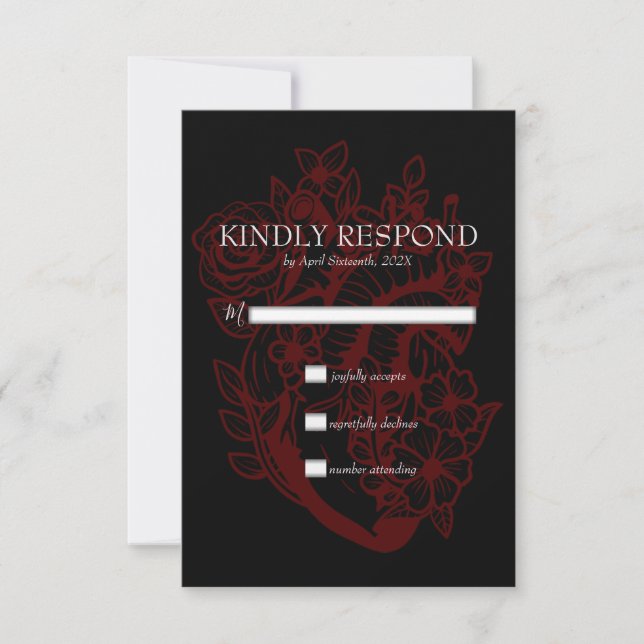 Gothic Elegant Red Heart Bröllop HandfasteOSA OSA Kort (Framsida)