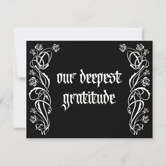 Gothic Eleganta Rosor Bröllop Tack Kort (Framsida)