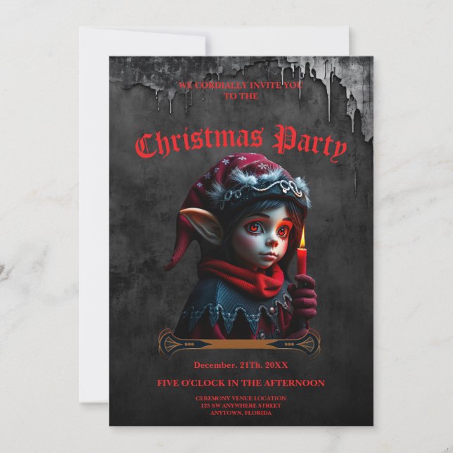 Gothic Elf magi under fullt måne. Inbjudningar (Framsida)