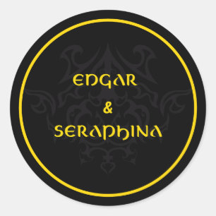 Gothic Emblem Black och Guld Runt Klistermärke