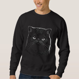 Gothic Exotic Cat Art Men's Black Sweater Lång Ärmad Tröja