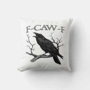Gothic F-Caw-F Rolig Kråka Humor Essentialt Vintag Kudde