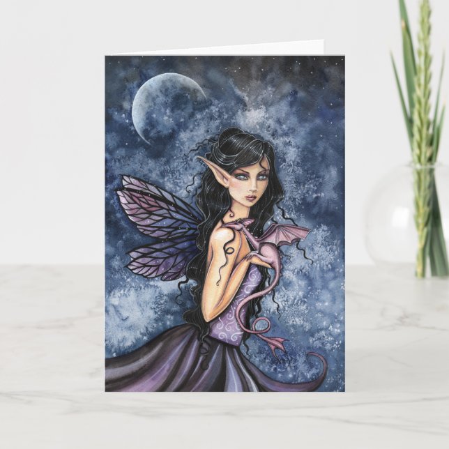 Gothic Fairy and Dragon Card by Molly Harrison Kort (Framsida)