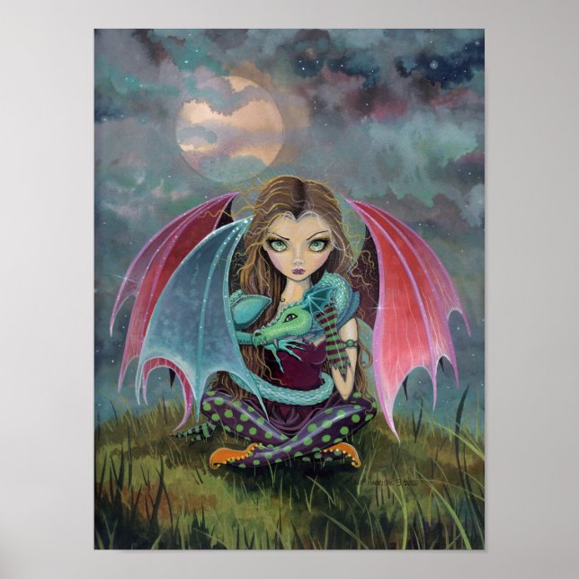 Gothic Fairy and Dragon Fantasy Art Poster (Framsidan)