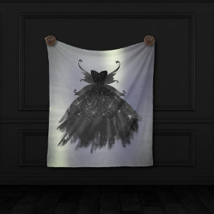 Gothic Fairy Black Gown   Vampy Glam Goth Sheen Fleecefilt