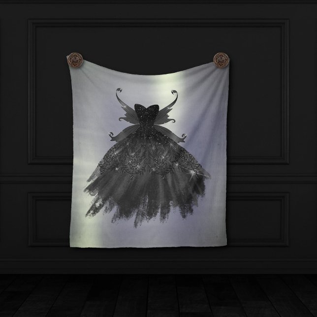 Gothic Fairy Black Gown | Vampy Glam Goth Sheen Fleecefilt (Skapare uppladdad)
