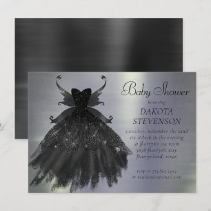 Gothic Fairy Black Gown Vampy Goth Glam Sheen Inbjudningar