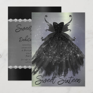 Gothic Fairy Black Gown   Vampy Goth Glam Sheen Inbjudningar