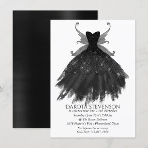 Gothic Fairy Black Gown   Vampy Goth Glam Sheen Inbjudningar