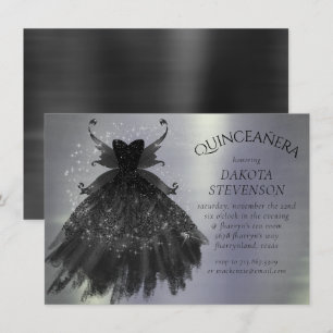 Gothic Fairy Black Gown Vampy Goth Glam Sheen Inbjudningar