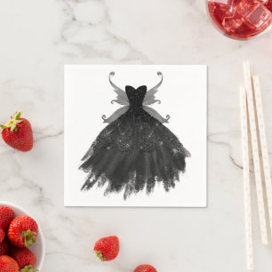 Gothic Fairy Black Gown Vampy Goth Glam Sheen Pappersservett
