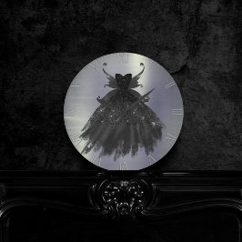 Gothic Fairy Black Gown | Vampy Goth Glam Sheen Rund Klocka
