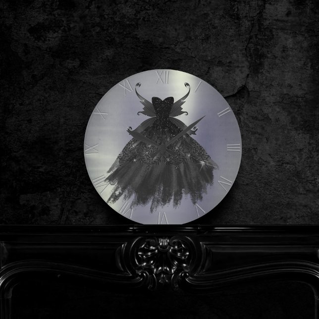 Gothic Fairy Black Gown | Vampy Goth Glam Sheen Rund Klocka (Skapare uppladdad)
