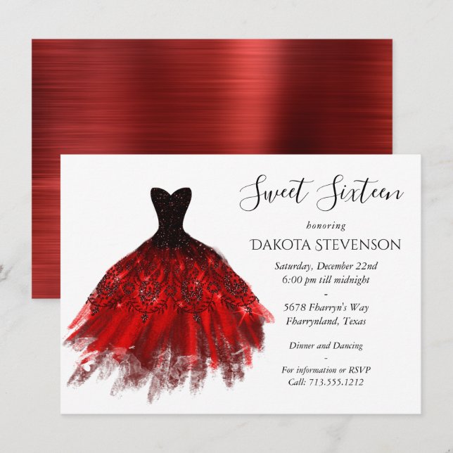 Gothic Fairy Crimson Gown | Djupt rött får Inbjudningar (Fram/baksida)