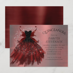 Gothic Fairy Crimson Gown Djupt rött får Inbjudningar