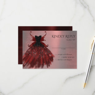 Gothic Fairy Crimson Gown Djupt rött får OSA Kort