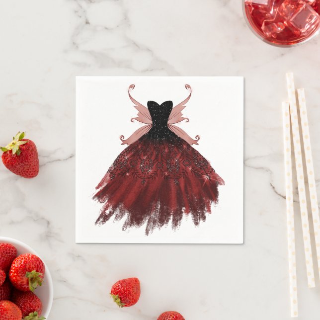 Gothic Fairy Crimson Gown | Djupt rött får Pappersservett (Insitu)