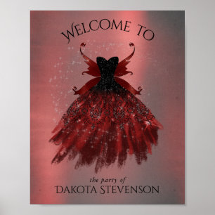 Gothic Fairy Crimson Gown Djupt rött får Poster