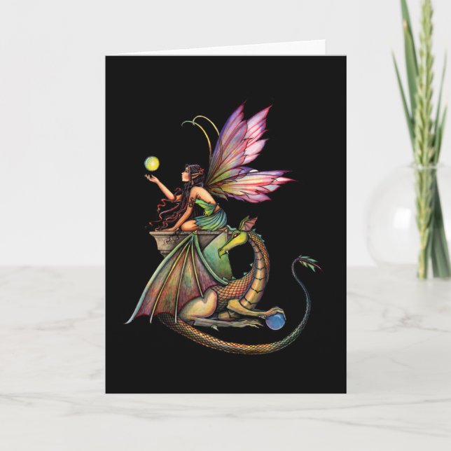 Gothic Fairy Dragon Card by Molly Harrison Kort (Framsida)