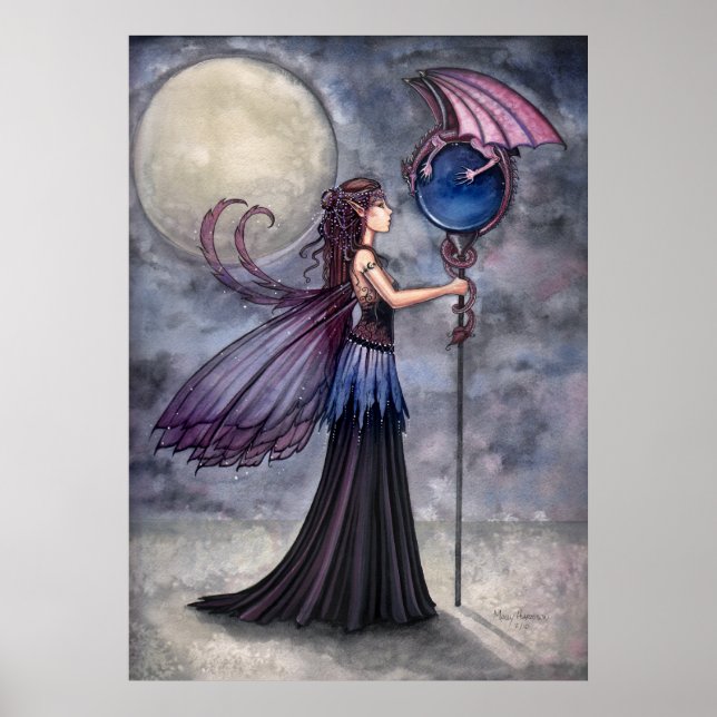 Gothic Fairy Drakon Affischtryck av Molly Harrison Poster (Framsidan)