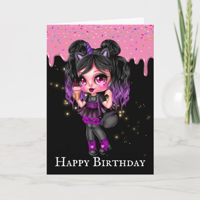 Gothic Fairy Flickes lila svartfrostning Kort (Framsida)