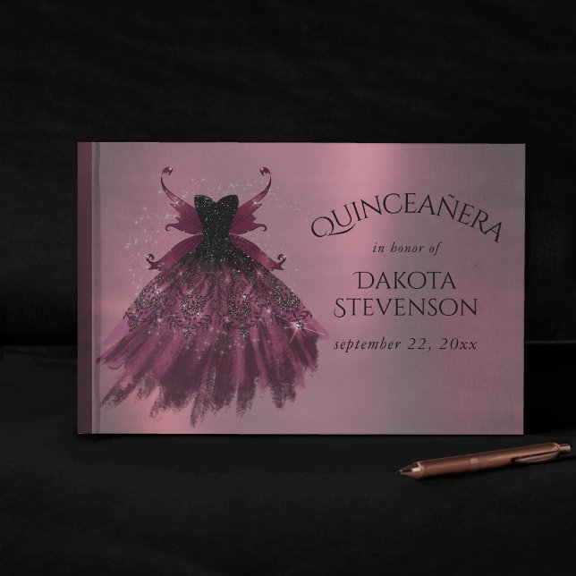 Gothic Fairy Fuchsia Gown | Punk Sten Rosa Magenta Gästböcker (Skapare uppladdad)