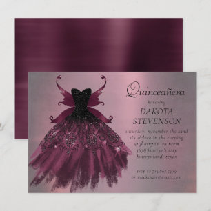 Gothic Fairy Fuchsia Gown Punk Sten Rosa Magenta Inbjudningar