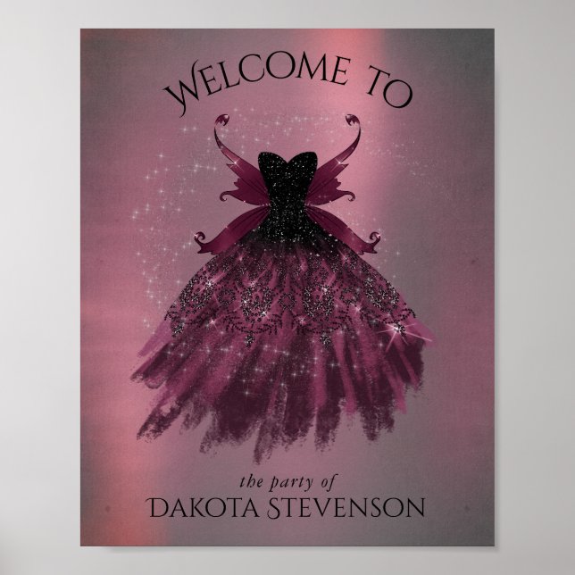 Gothic Fairy Fuchsia Gown | Punk Sten Rosa Magenta Poster (Framsidan)