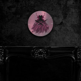 Gothic Fairy Fuchsia Gown | Punk Sten Rosa Magenta Rund Klocka