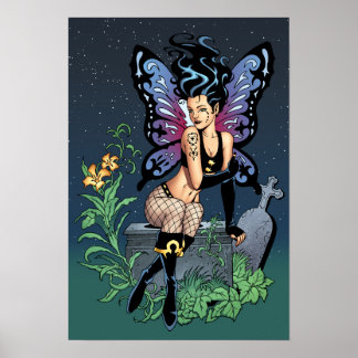 Gothic Fairy Grave Sitta med Tårar av Al Rio Poster
