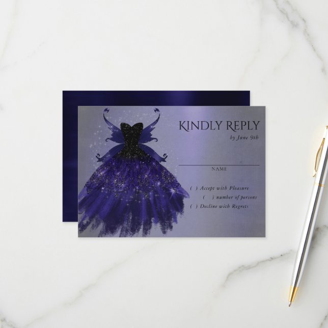 Gothic Fairy Indigo Gown | Djup Royal Lila Sheen OSA Kort (Fram/Back In Situ)