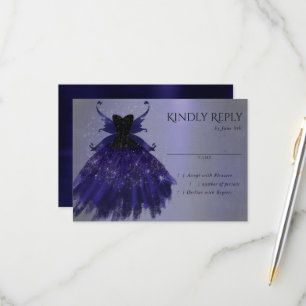 Gothic Fairy Indigo Gown Djup Royal Lila Sheen OSA Kort