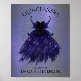 Gothic Fairy Indigo Gown | Mörk Royal Lila Sheen Poster