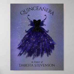 Gothic Fairy Indigo Gown Mörk Royal Lila Sheen Poster
