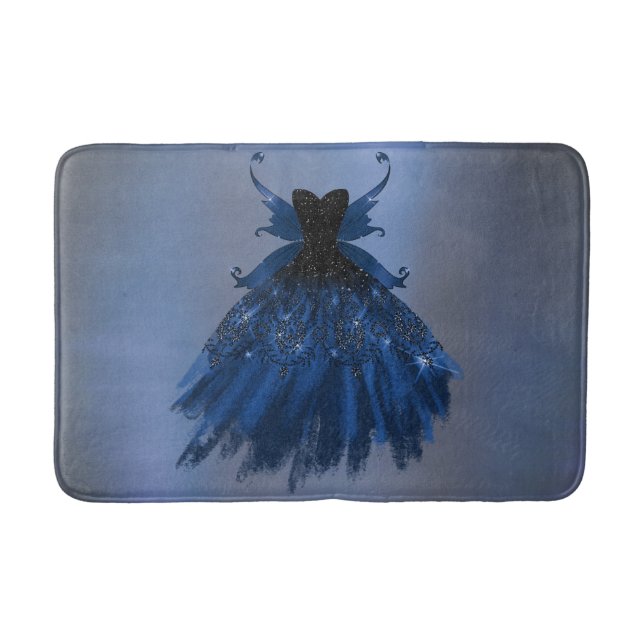 Gothic Fairy Navy Gown | Deep Cobalt Blue Sheen Badrumsmatta (Framsidan)