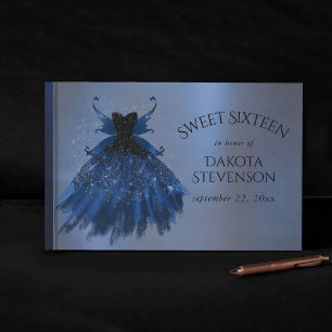 Gothic Fairy Navy Gown Deep Cobalt Blue Sheen Gästböcker