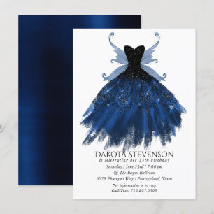 Gothic Fairy Navy Gown   Deep Cobalt Blue Sheen Inbjudningar