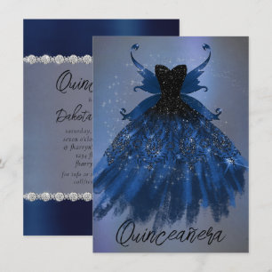 Gothic Fairy Navy Gown   Deep Cobalt Blue Sheen Inbjudningar