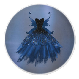 Gothic Fairy Navy Gown | Deep Cobalt Blue Sheen Knopp