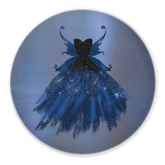 Gothic Fairy Navy Gown | Deep Cobalt Blue Sheen Knopp (Framsidan)
