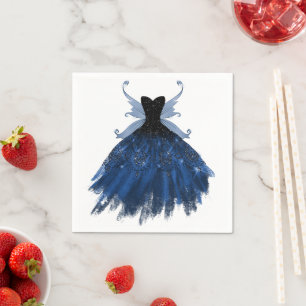Gothic Fairy Navy Gown Deep Cobalt Blue Sheen Pappersservett