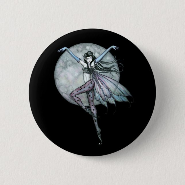 Gothic Fairy Pin, Button Full Moon Fairy Knapp (Framsida)