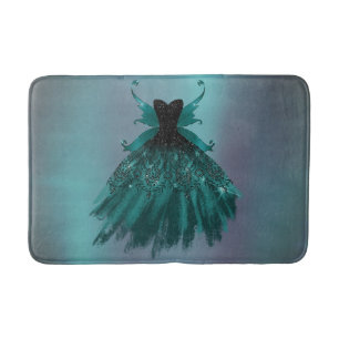 Gothic Fairy Teal Gown Deep Midnight Grönt Sheen Badrumsmatta