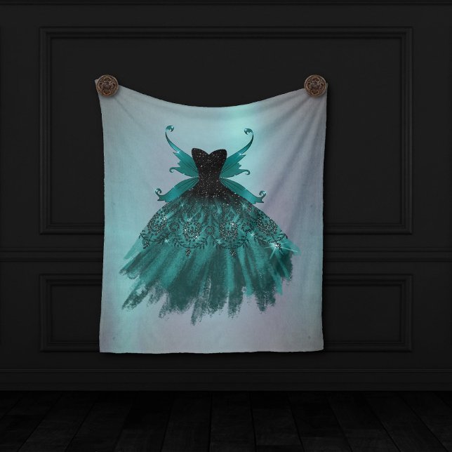 Gothic Fairy Teal Gown | Deep Midnight Grönt Sheen Fleecefilt (Skapare uppladdad)