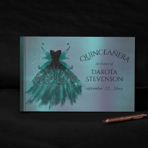 Gothic Fairy Teal Gown Deep Midnight Grönt Sheen Gästböcker