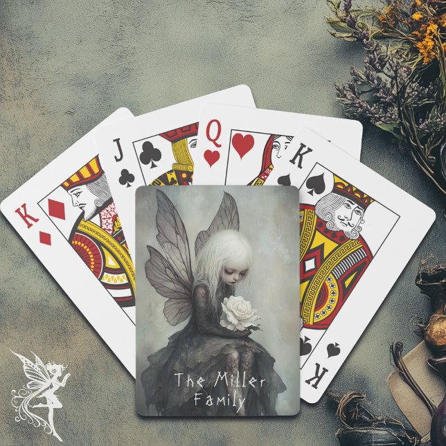 Gothic Fairy & Vit ros | Anpassningsbar Mörk Fanta Casinokort (Skapare uppladdad)